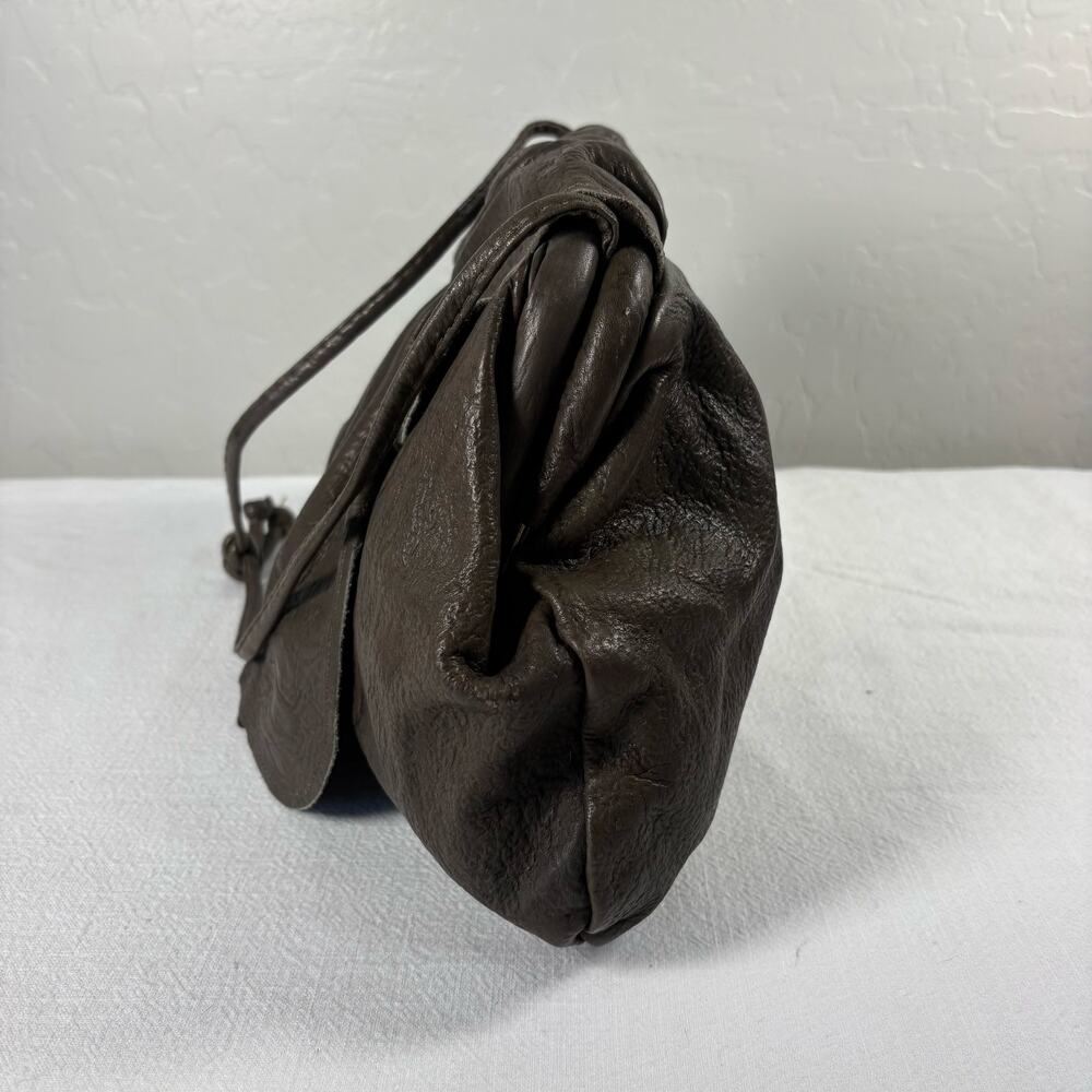Vintage 1980s Marco Avane Brown Leather Sculptural Frame Shoulder Bag Minimalist - Picture 7 of 11